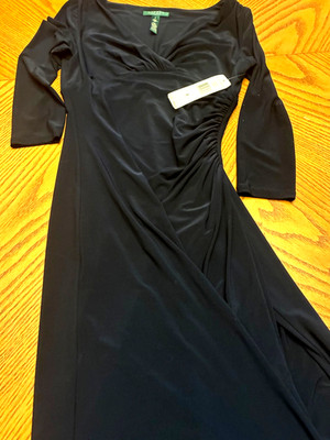 NWT Ralph Lauren Holmby Hills Navy Ruched V-Neck Evening Dress 8 $160