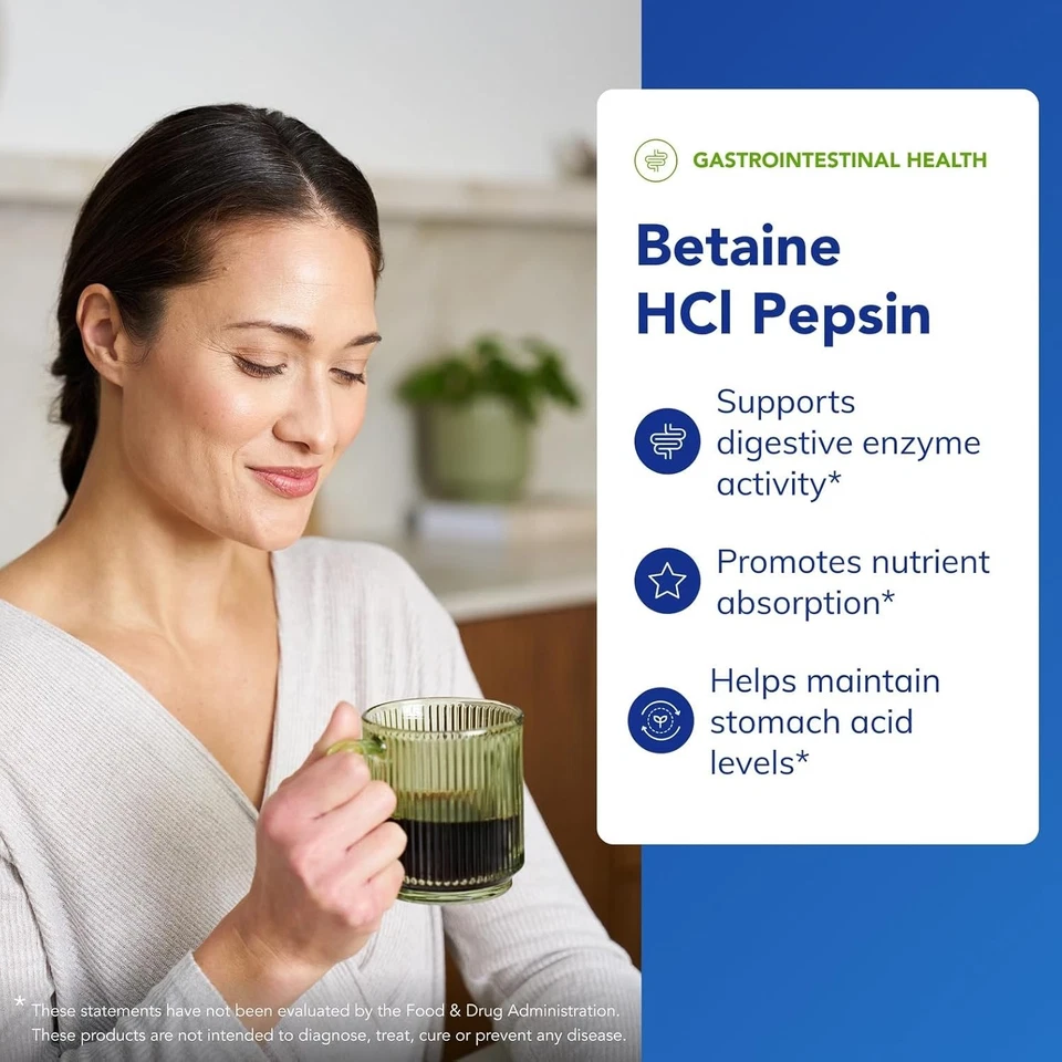 Pure Encapsulations Betaína HCl Pepsina - Suplemento de enzimas digestivas para...  Foto 3 de 4