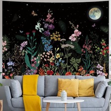 Extra Large Floral Plants Tapestry Galaxy Moon Wall Hanging Bedroom Backdrop Art