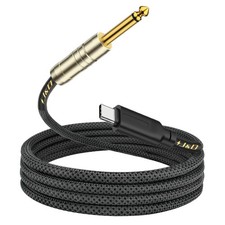 J D USB C to 6.35 mm 1/4 inch TS Guitar Audio Cable, 6.6 Feet, Blue