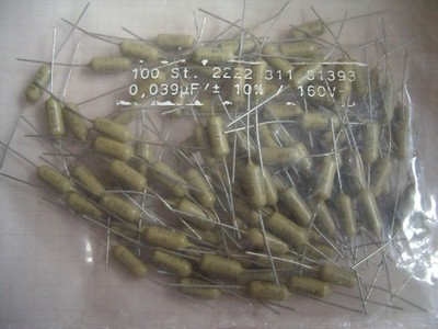 100x 39nF 160V axial Mullard Mustard KT311 Folienkondensator 39000pF 0,039µF
