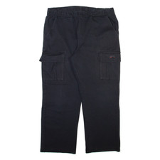 ZARA Cargo Mens Trousers Black Relaxed Straight W35 L27