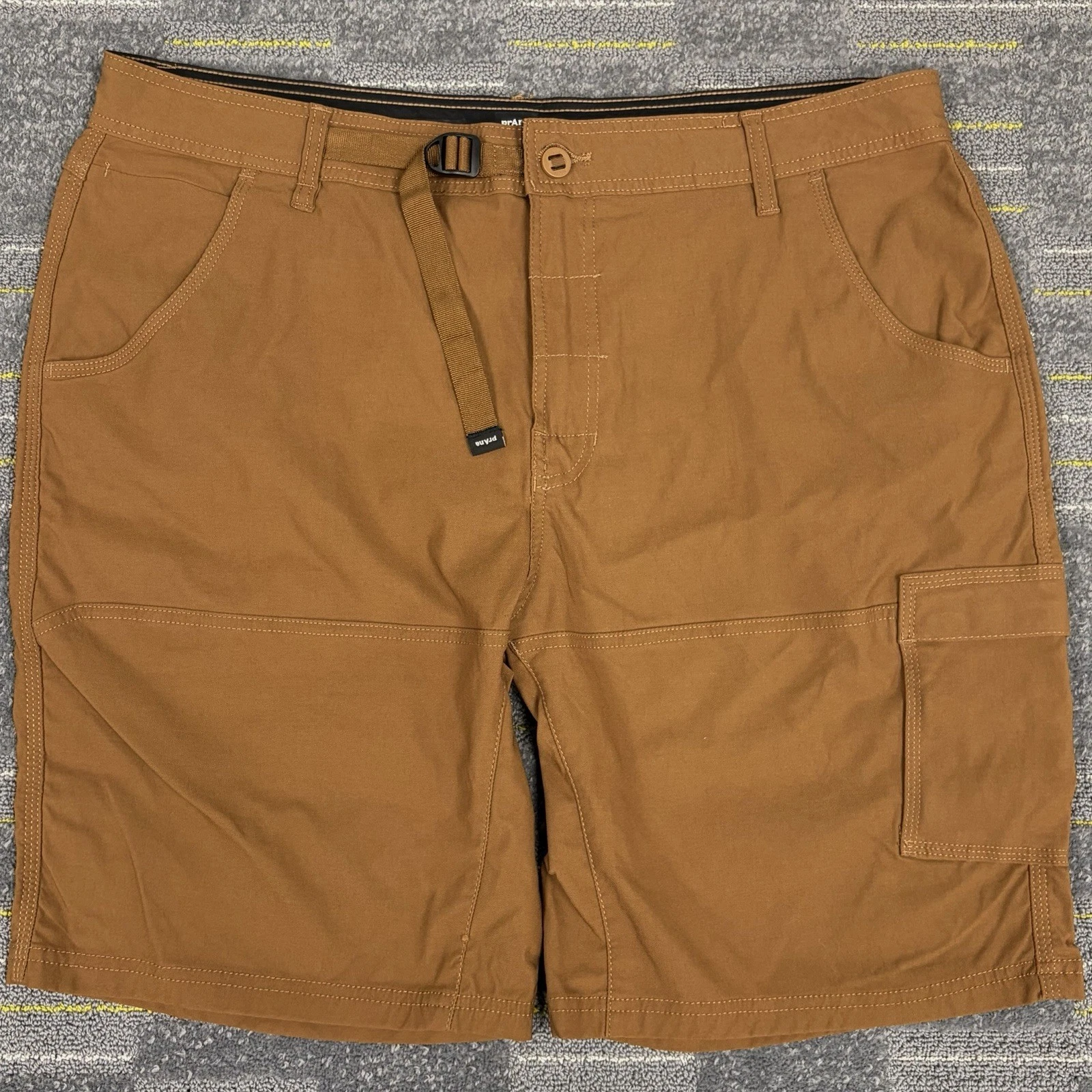 Prana Stretch Zion ll Shorts Mens 38x10 Brown Belt Hiking Cargo Gorpcore Outdoor
