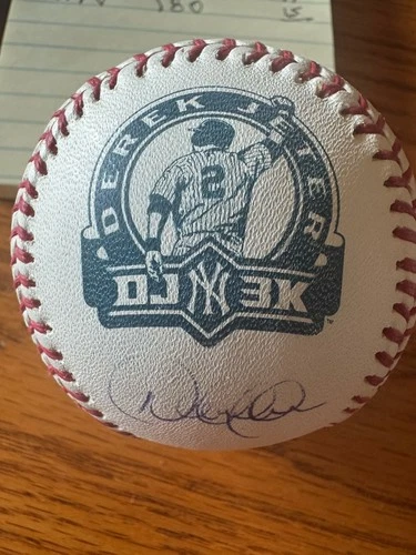 Derek Jeter DJ3K Com Logo Baseball With An Example Of Autograph NOT UTHENTICATED