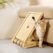 L-Shaped Sisal Cat Scratcher for Indoor Cats,23.6in Vertical Ramp Foldable Sc...