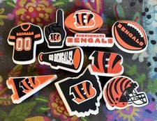 10 Piece CINCINNATI BENGALS Football Shoe Charms Football Team Shoe Charms NEW