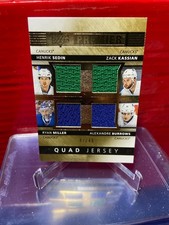 2014-15 Upper Deck Premier Quads Henrik Sedin Ryan Miller Zack Kassian /10