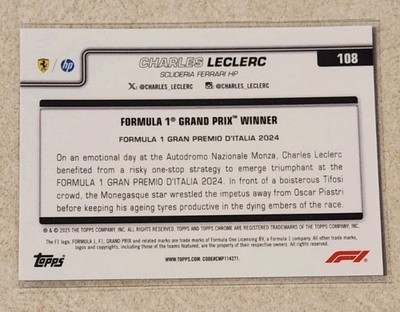 2025 Topps Chrome Formula 1 Charles Leclerc Aqua RayWave #057/199