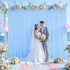 10x10FT Baby Blue Backdrop Curtain Shower Party Wrinkle Free Drapes Panel