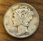 1944-S Mercury Dime San Francisco WWII Era 90% Silver Winged Liberty