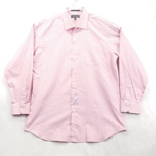NWOT Paul Fredrick Dress Shirt Mens 18 36/37 Pink Gingham Slim Fit Long Sleeve