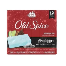 New Old Spice Swagger Deodorizing Bar Soap Fresh & Deep Clean 3.17 oz. 12 Bars