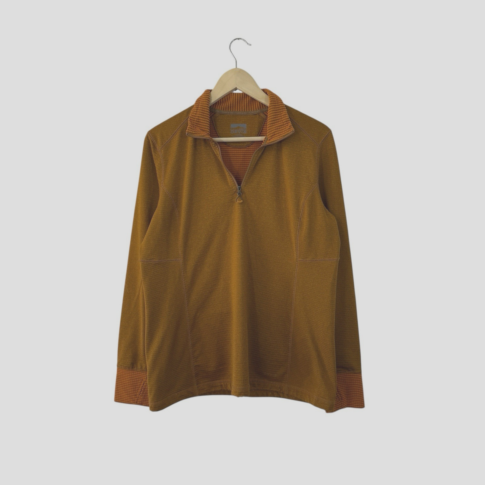 Orvis Large Base Layer Pullover Orange Partial Zi… - image 1