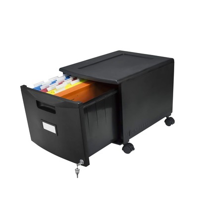 Plastic One-Drawer File Cabinet   Locking Document Organizer with Casters for...