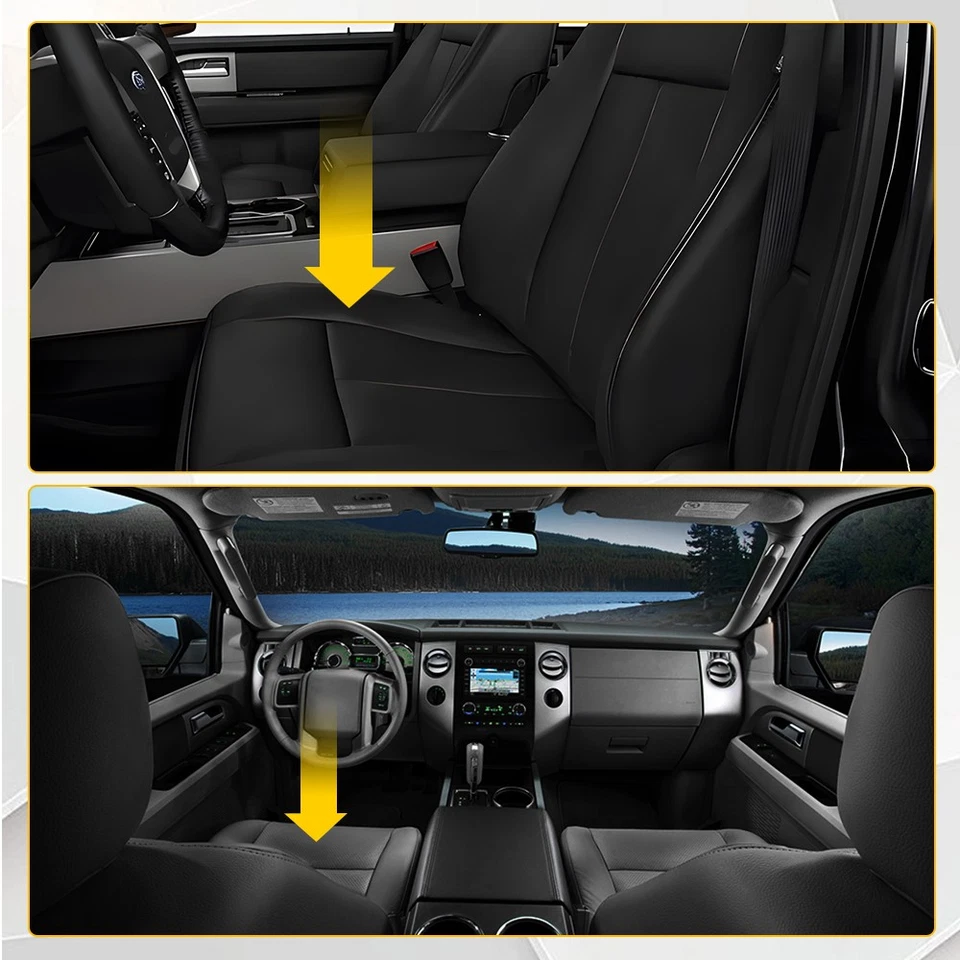 Capa de assento inferior esquerda para motorista dianteiro Ford Expedition Fit 2015 2016 2017 preta EAH - Imagem 3 de 4