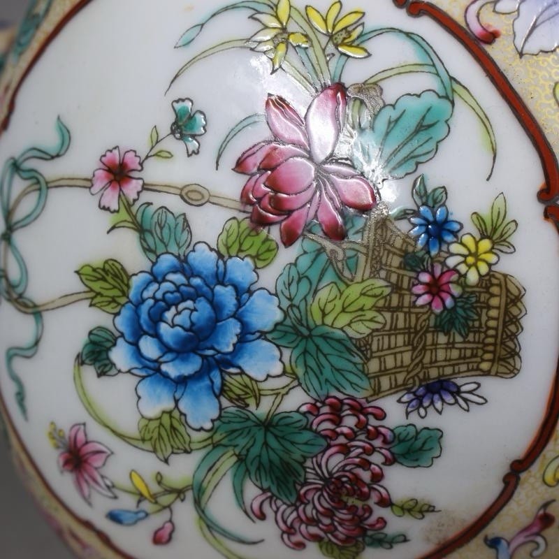 大清乾隆年制 粉彩描金花卉纹赏瓶(高34.2cm口径9.3cm底12.3cm) | eBay