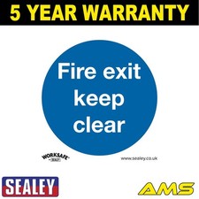 Sealey Worksafe� Fire Exit Keep Clear Safety Sign Self-Adhesive Vinyl SS2V1