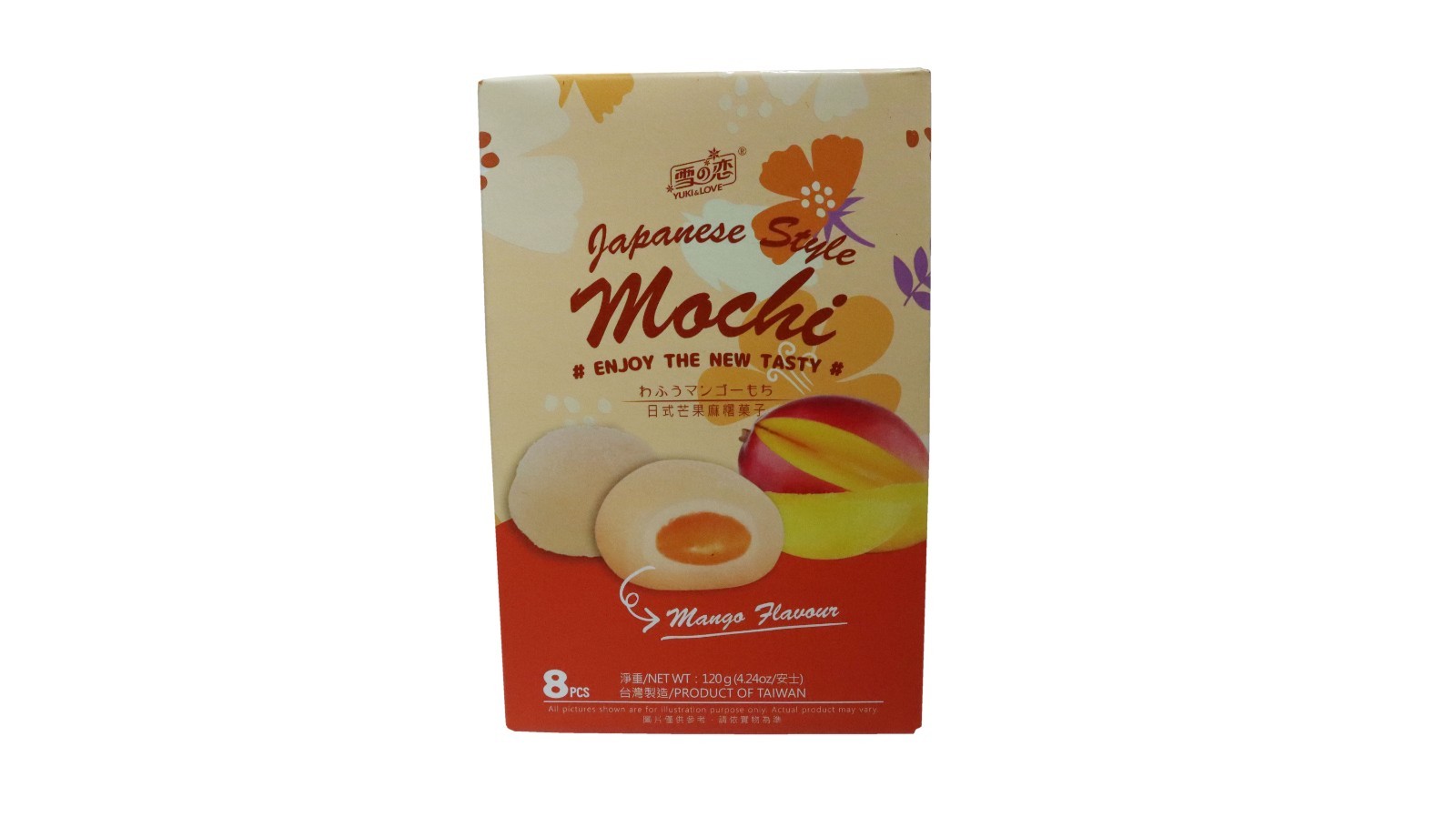 Yuki & Love Mochi con sabor a mango 120g (8 unidades) | Tarta de arroz estilo japonés