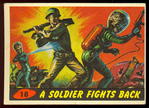1962 Topps Mars Attacks #18 A Soldier Fights Back — TAG (grade unconfirmed)