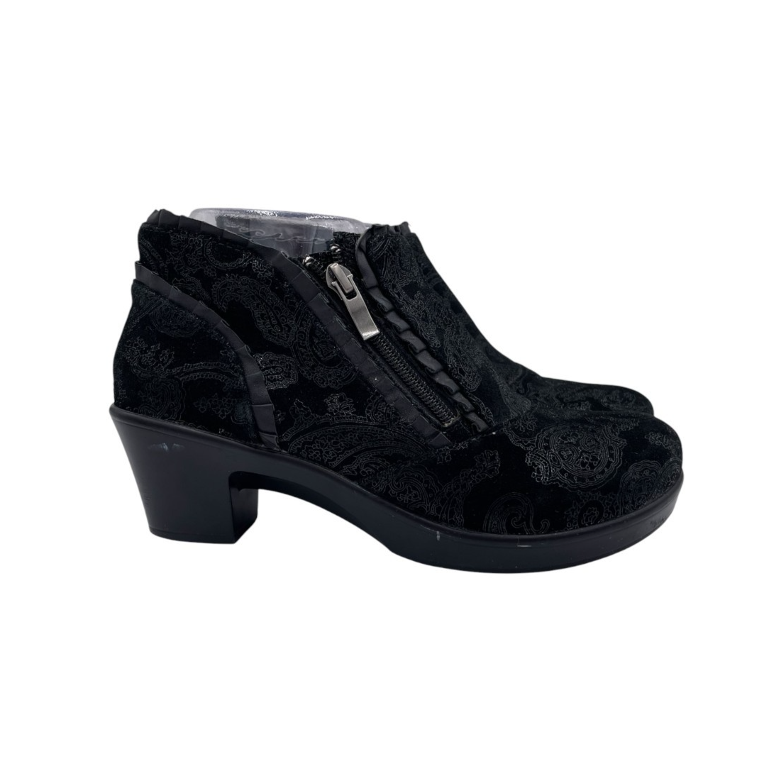 Alegria Hannah Black Beauty Ankle Booties Zip Ruffle Women's Size 37 HAN-931