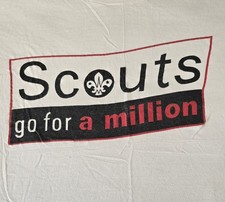Scout  white t-shirt Medium, depicting "scouts go for a million"