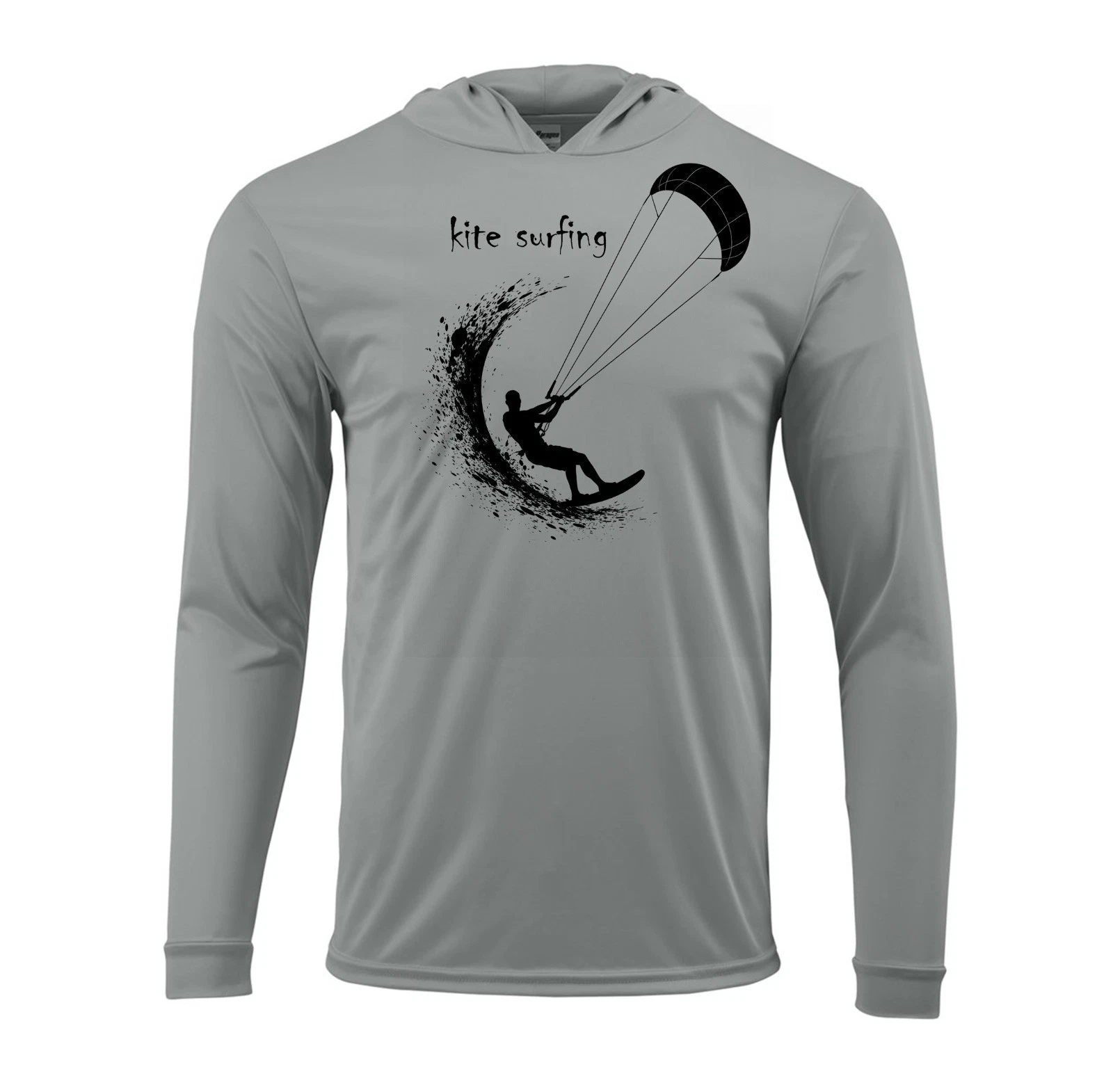 Kite Surfing Surfer Sport UV Protected UPF 50 Long Sleeve T-Shirt Hood Beach Sun