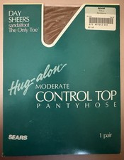 Vintage Sears Hug-alon Pantyhose Tall Sandstone Control Top Sandalfoot USA