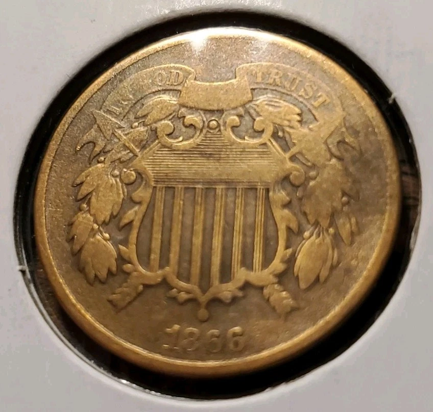 2 TWO CENT NICKELS, 1866-P & 1867-P, VG CONDITION, RARE COINS, 2 CENT! - Image 2 of 4