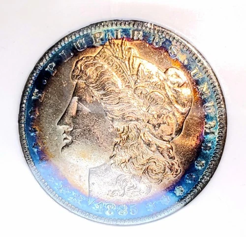 1885-O MORGAN DOLLAR $1 MS66  Rare Rainbow Toning