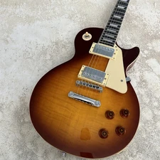 New LP Brown Flame Maple Top Electric Guitar Gold Parts USA Shipment