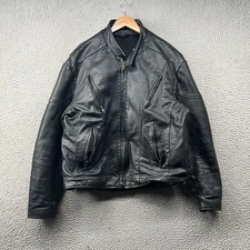 Vintage Hot Leathers Jacket Mens Size 52 Black Motorcycle Mesh Lined 80s 90s
