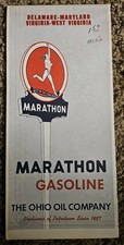 Vtg Marathon Oil Gasoline Road Map of Delaware Maryland Virginia W. Virginia