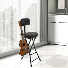 Guitar Stool with Thick Padded Cushion, Folding Guitar Stool with Guitar Stand