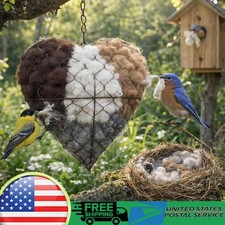 1/2x Handmade Fiber Bird Nesting Heart,Hummingbirds Lovers Home Garden Yard