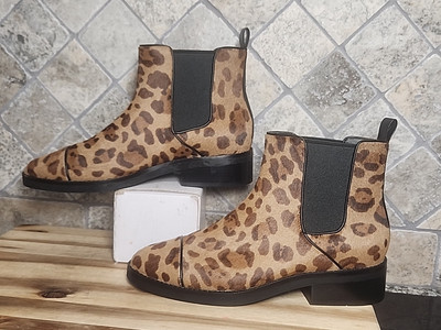 Cole Haan Mara Grand OS Chelsea Boots Ocelot Size 8.5 B Calf Hairs 