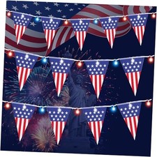 4th of July Decoration Lights - 11.5Ft Patriotic Battery String Lights with 11