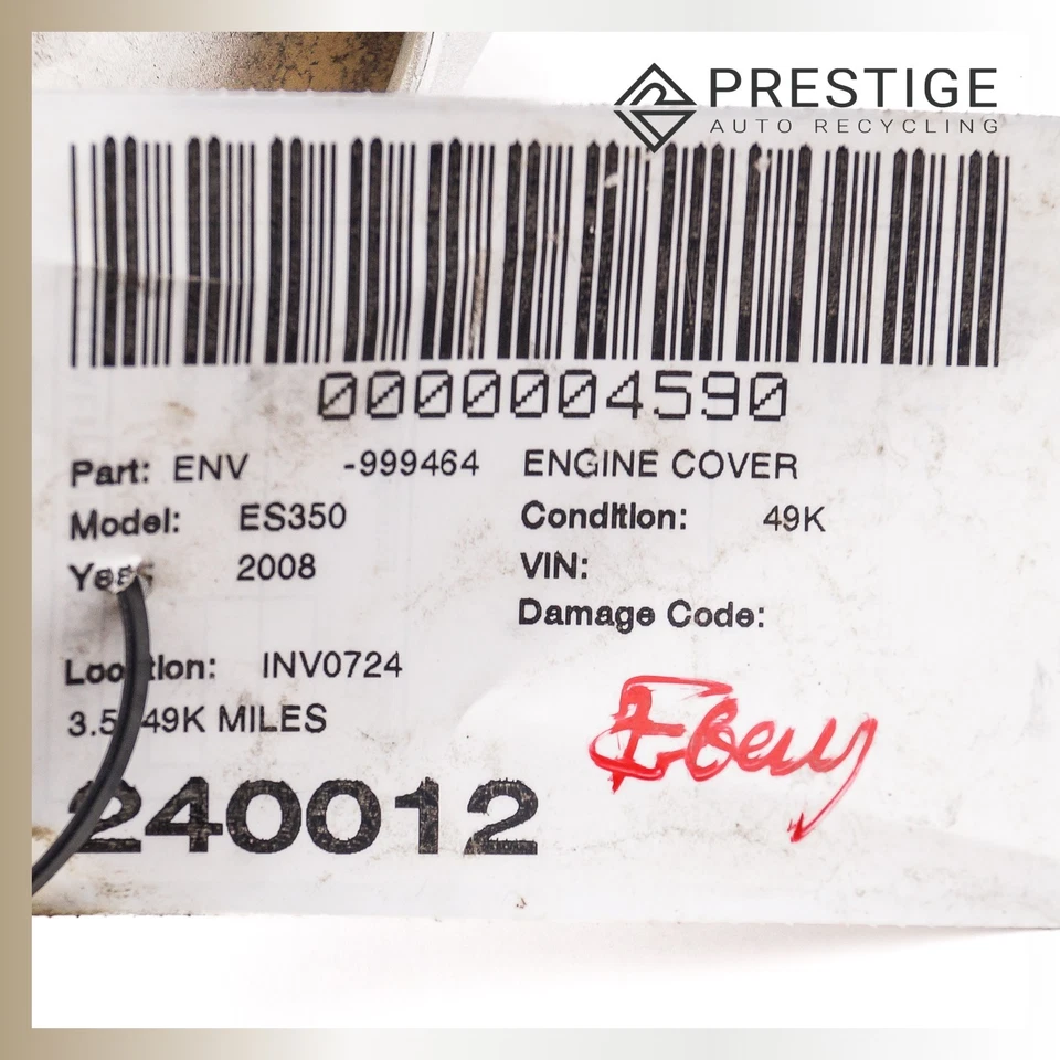 2007-2015 LEXUS ES350 Engine Cover w/ Emblem 11209-31120 OEM - Image 4 of 4