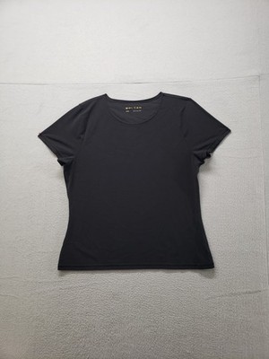 Aritzia Golden Women Top XL Black Short Sleeve Strech Comfort Active Casual
