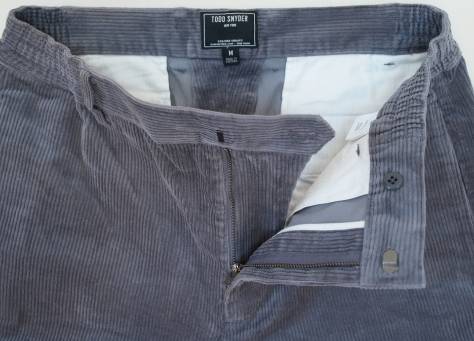 Todd Snyder Gray Corduroy Pants Elastic Waist Tapered Flat Front Men's ...