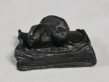 Louis-Albert Carvin (1875-1951) France Bronze Mouse On A Book Figurine