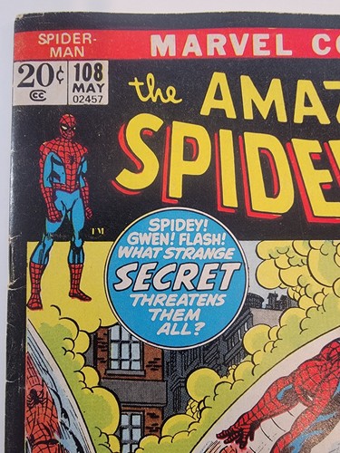 Amazing Spider-Man Età del Bronzo #108 FN 1° App. Di Sha Shan 1972 John Romita Sr. - Foto 2 di 8