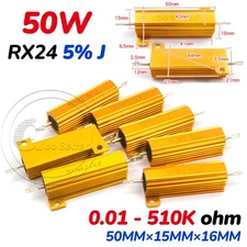 50W Resistor Metal Wirewound Range - Golden Load Aluminium 5% J 0.01 to 510K ohm