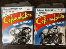 **LOT OF 2** GAMAKATSU OCTOPUS STRAIGHT EYE HOOKS  SIZE 2.  25/PK