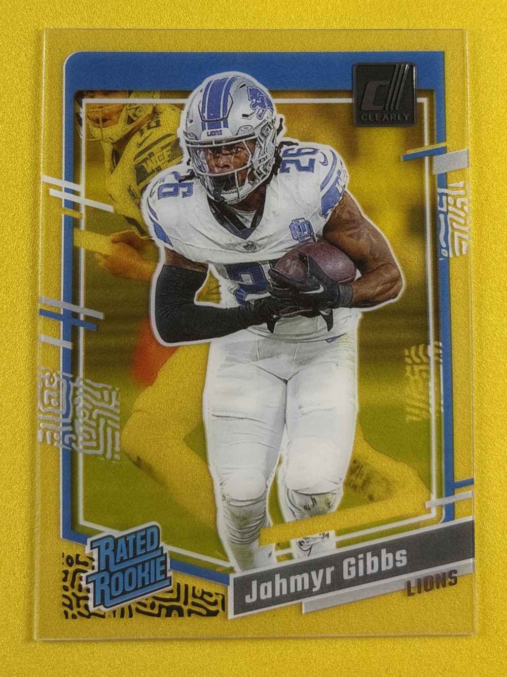 2023 Clearly Donruss Football Jahmyr Gibbs RC #62 Rated Rookie - Detroit Lions