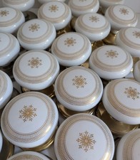 Vintage Gainsborough St James 1980s Brass & Ceramic Door Knob Handle 