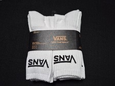 Vans 6 Pair Pack Classic Off the Wall Cotton Crew Socks Men's Shoe 9.5-13 White