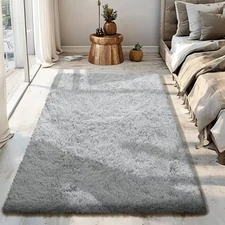 Fluffy Rug Shaggy Area Rug, Grey 3x5 Area Rugs for Bedroom, Super Soft Shaggy 