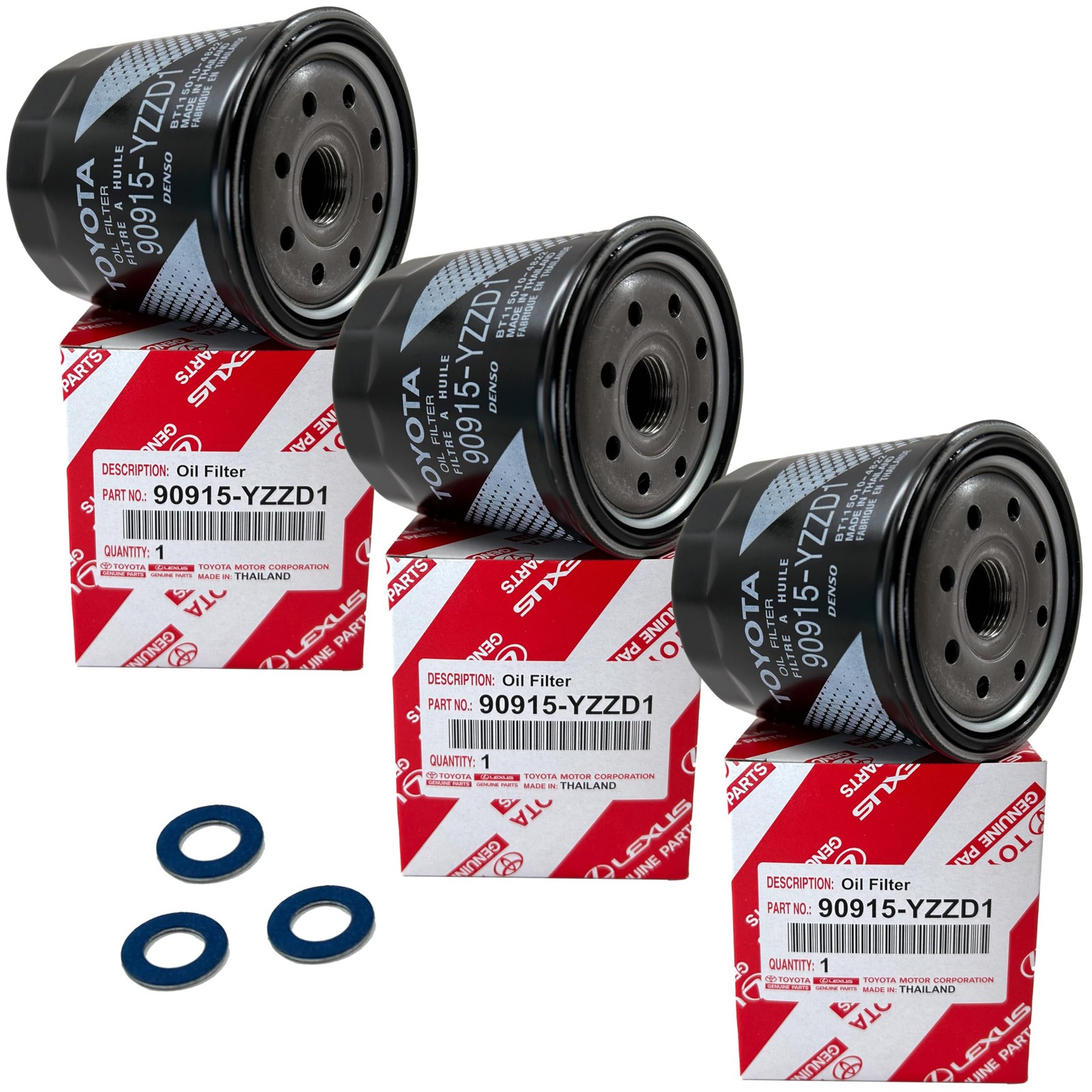 Filter 90915-yzzd1 W Drain Gasket 3 Pack For Toyota Lexus