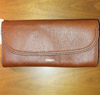 Fossil Leder Cleo Clutch Brandy Damen Stylische Geldbörse - Neu mit Etikett - Bild 1 von 4