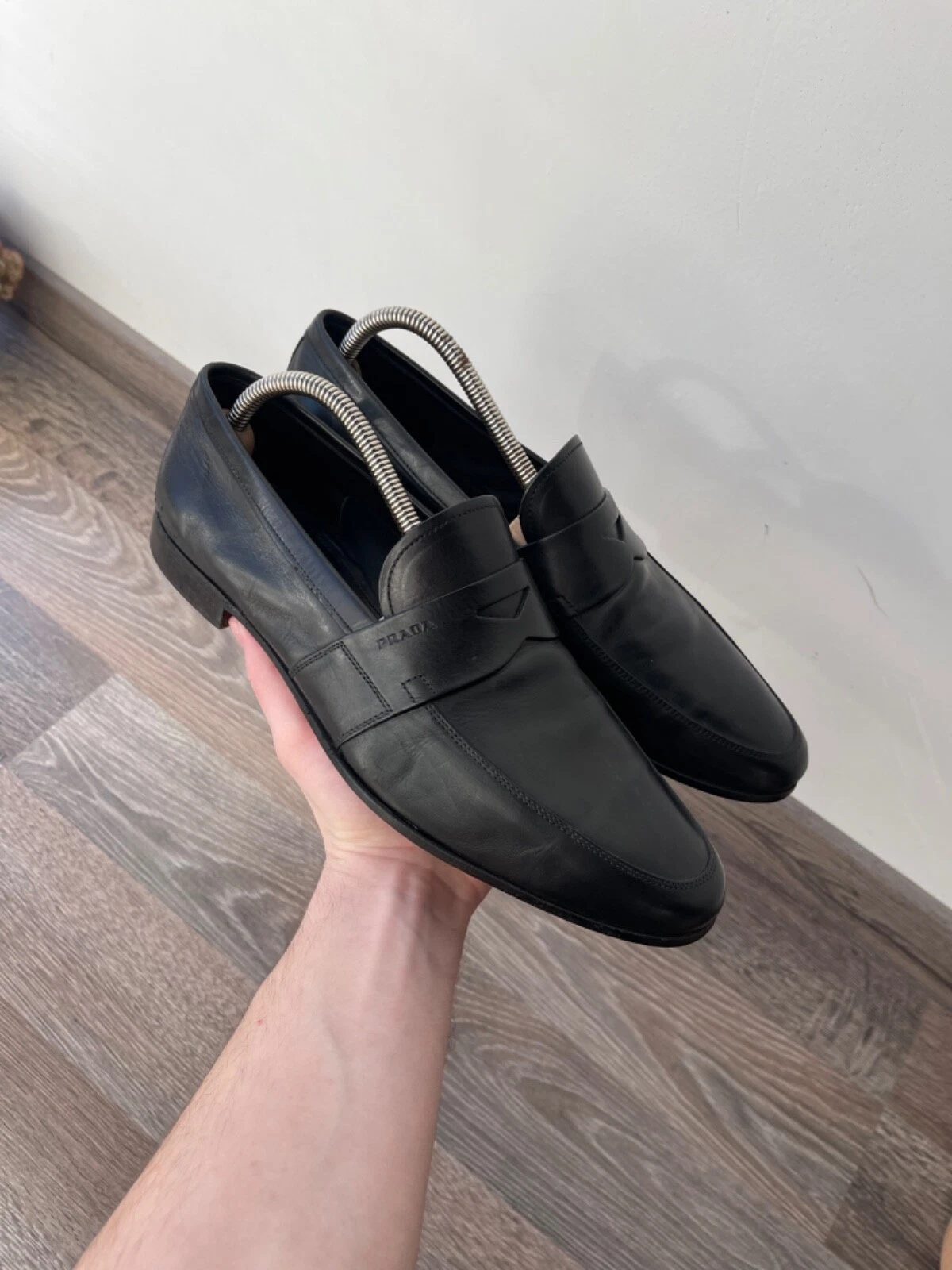 scarpe eleganti prada uomo taglia us 7 mocassini neri vintage Oxford